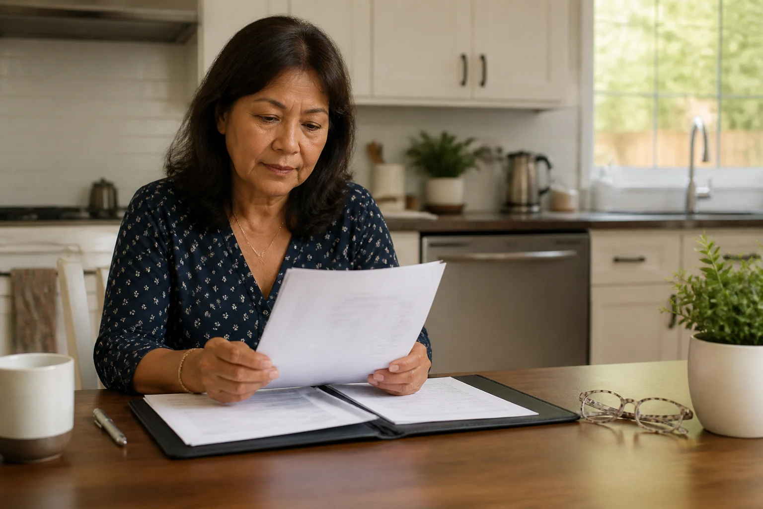 A prospective volunteer reviewing application and training paperwork